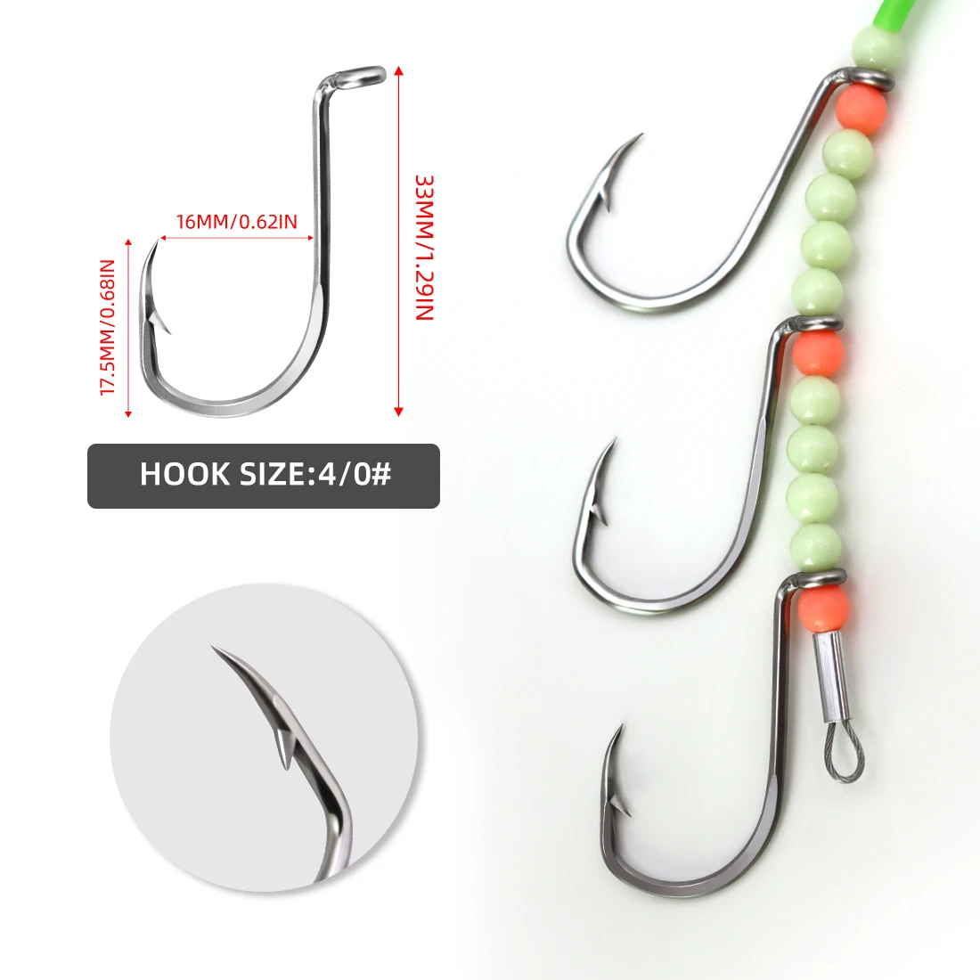 ZYZHE 1pc Meer Angeln String Haken Hairtail Rigs Mit Leuchtenden Tintenfisch Köder Drei Shark Haken Ideal Für Meer Angeln köder Rigs – Detail 3