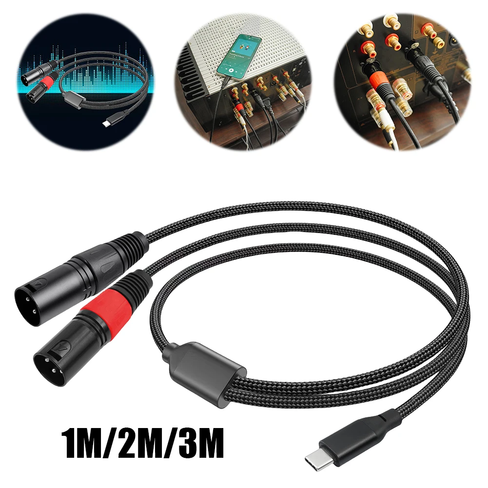 Type C To Dual XLR Male Aux Audio Cable USB C To Dual XLR Audio Cable Male XLR To USB C Converter Adapter for iPad Laptop Phone