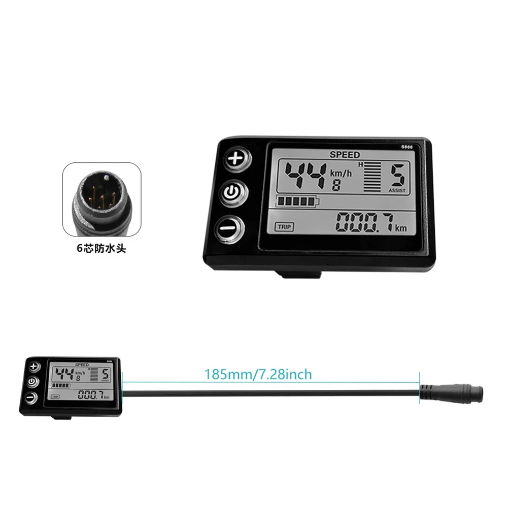 Elektrische Fiets LCD Display Meter 24V 36V 48V Bedieningspaneel LCD Display Met 6 Pins Waterdichte Interface kabel Modificatie Onderdelen