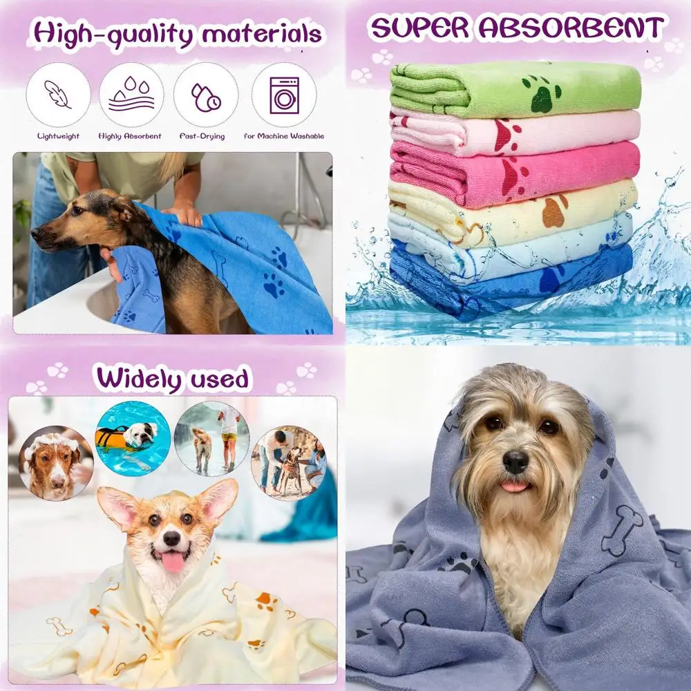 

Набор из 20 быстросохнущих полотенец для собак и кошек, 20x40 дюймов - впитывающие полотенца из микрофибры для мелких и крупных животных