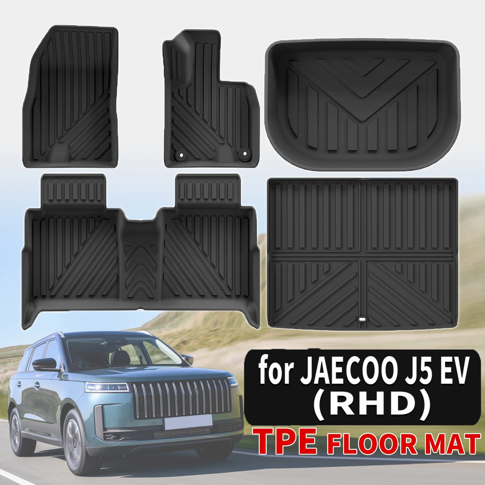 

for JAECOO 5 J5 EV 2025 2026 Custom TPE Mats Full Set Eco-Friendly Waterproof All-Weather Floor Liners Accessories