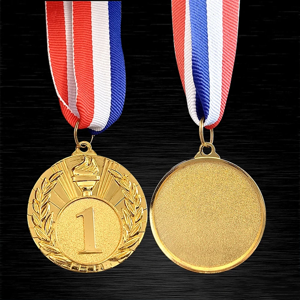 1-20Pcs 5cm Gold/Silver/Bronze Medal Sports Rewards With Neck Ribbon Students Rewards Competition Medals For Marathon Ball Games