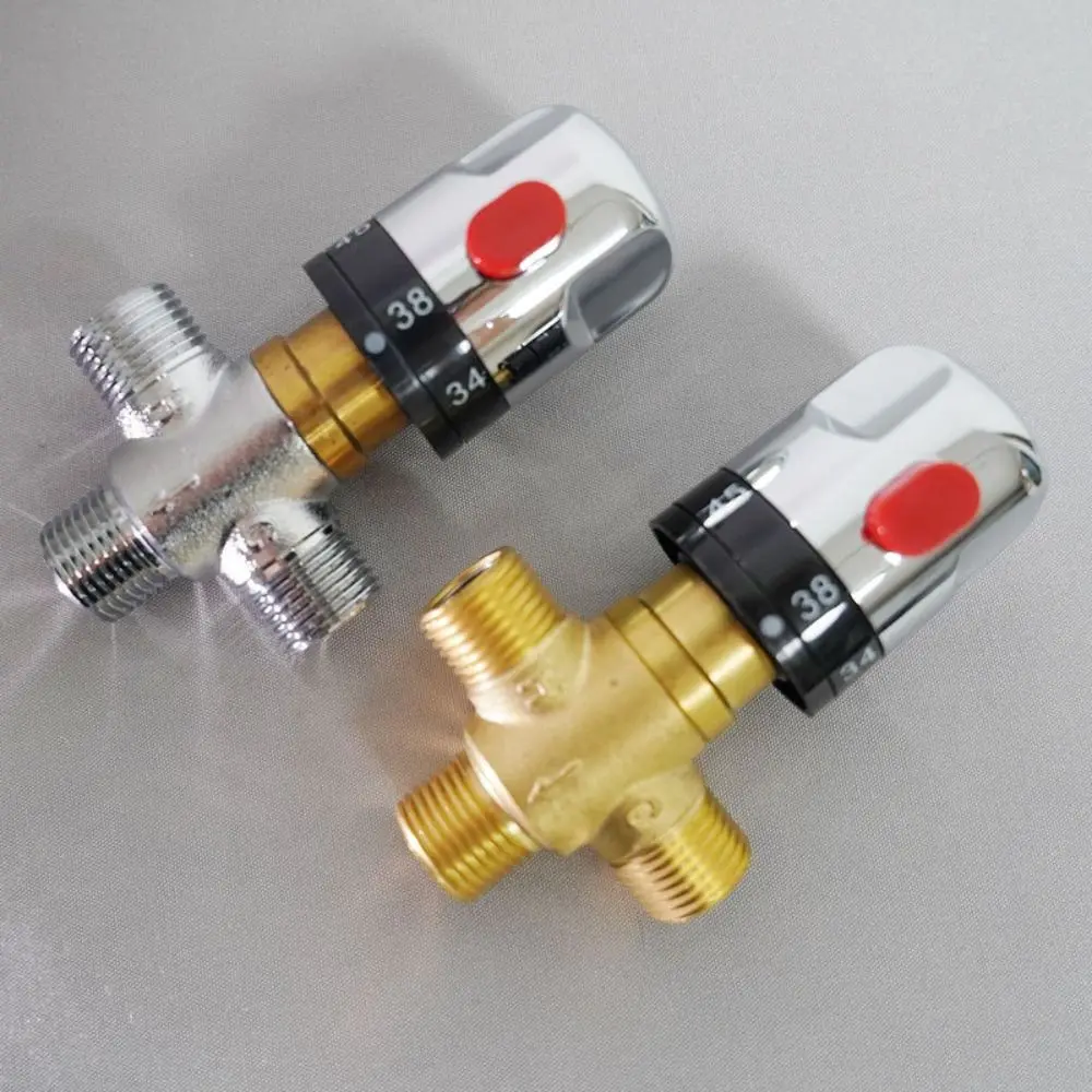Solid Brass Thermostatic Mixing Valve Hot and Cold Control 3Way Temperature Control Valve Anti-Scald General-purpose