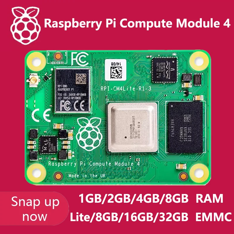 

Raspberry Pi CM4 Raspberry Pi Comput Module 4 with 1G/2G/4G/8GB Ram Lite/8G/16G/32G eMMC Flash optional Support Wifi/bluetooth