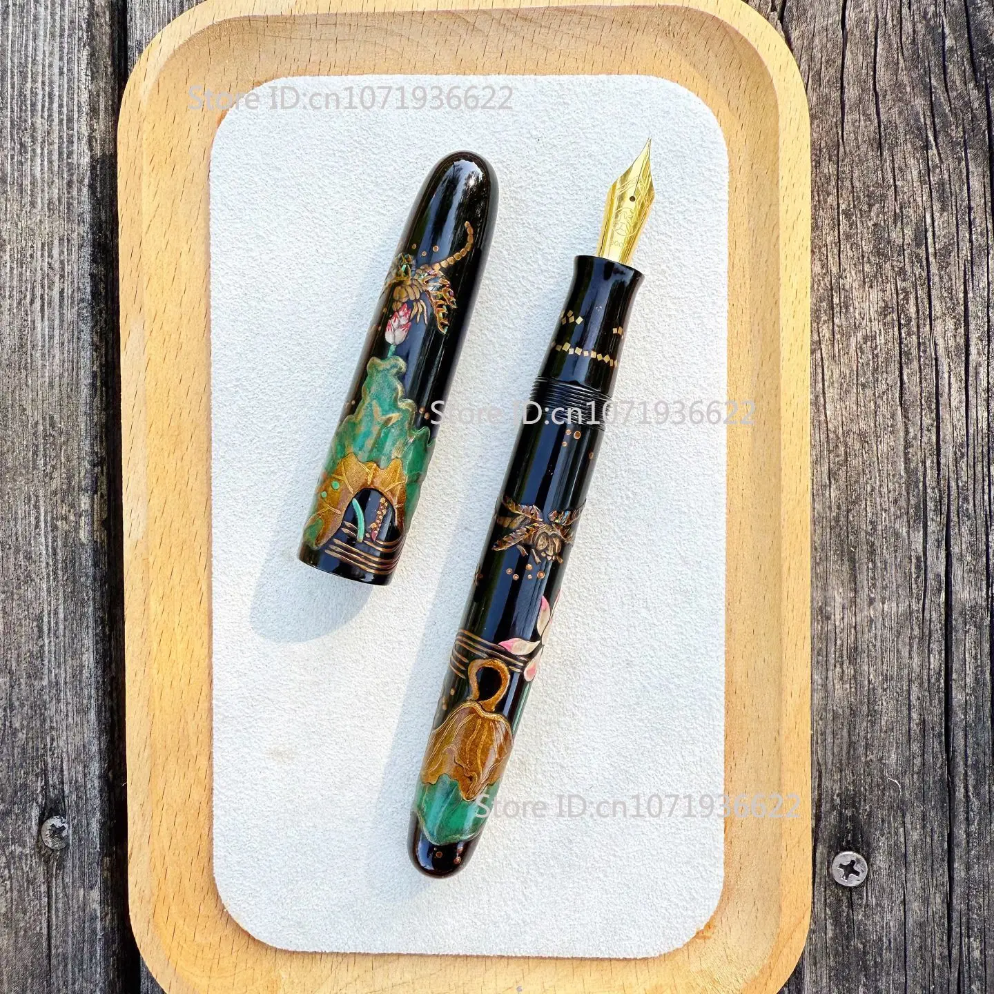 SELMY Intangible Heritage Handmade Urushi Lacquered Ebonite Polar Bear Raden Maki-e BOCK Nib Fountain Pen Business Writing Gift