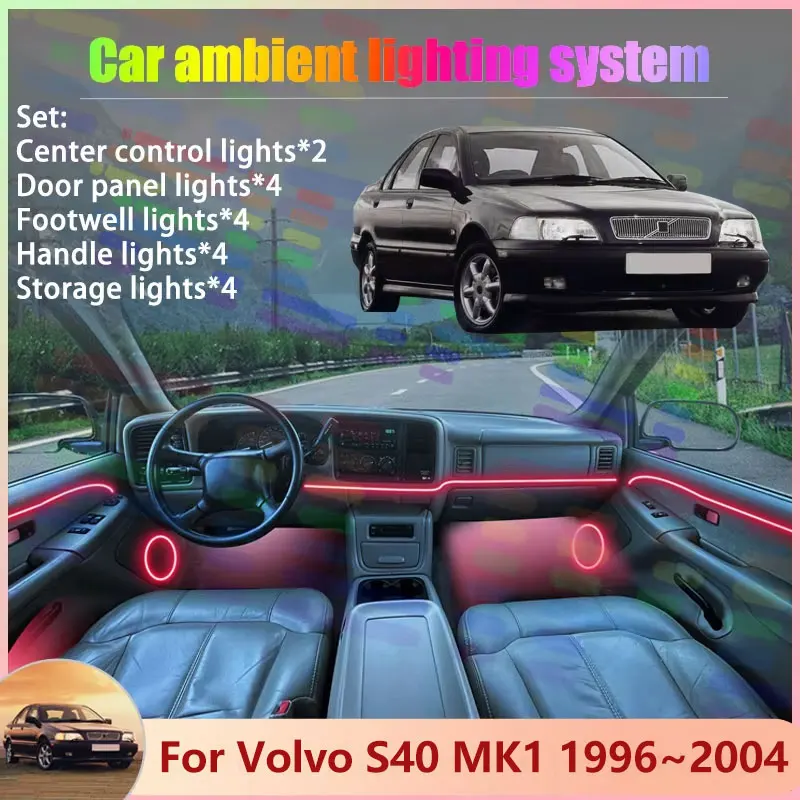 

For Volvo S40 MK1 1996~2004 1997 2/18 in 1 Car Atmosphere Light Lamp RGB Shade Ensemble Streamer Atmosphere Set Auto Accessories