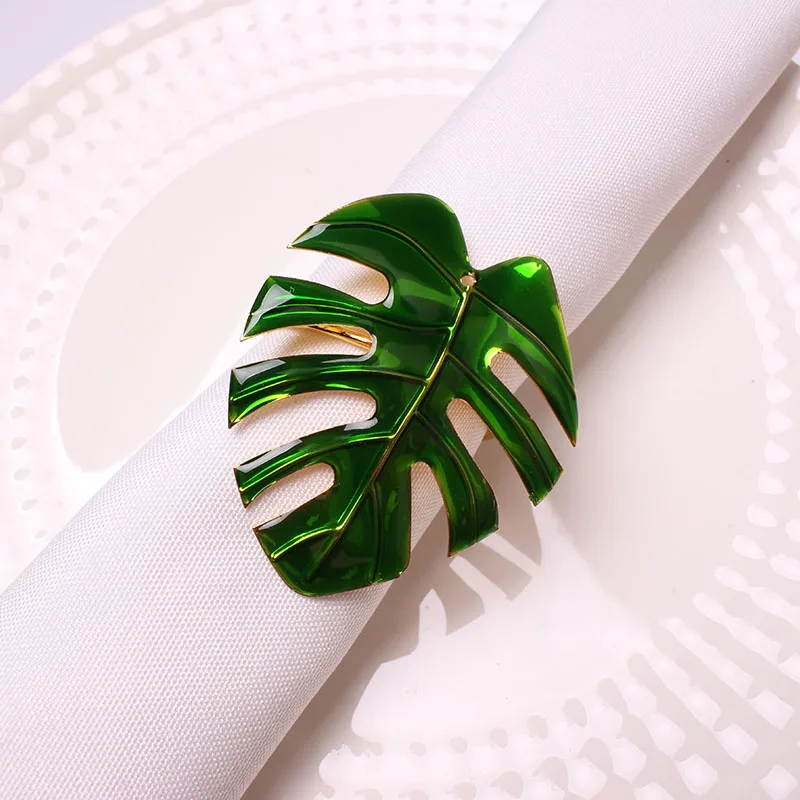 Napkin Rings Holders Green Monstera Deliciosa Leaf Buckle Novelties Becket For Hotel Wedding Party Event Dining Table Decoration