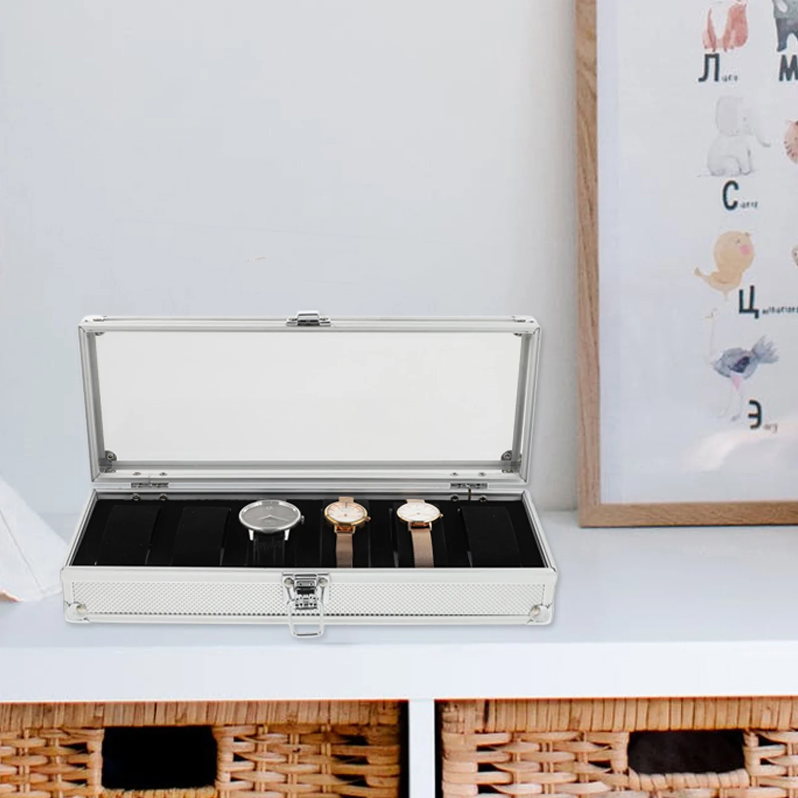 

1Pcs Watch Storage Box Transparent Display Case for 5 Watches Lock Design Jewelry Organizer Fine Workmanship Exquisite Shape