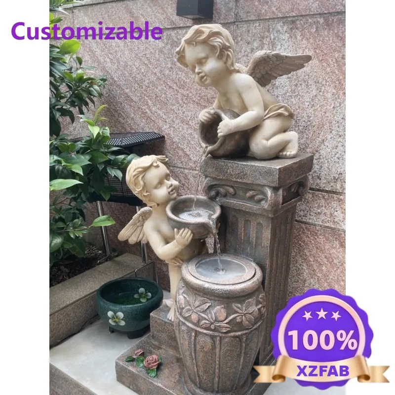 Factory Direct 2026 Angel Fountain Outdoor Water Feature European Style Courtyard Decor For Garden Landscape Arrangement Flowing