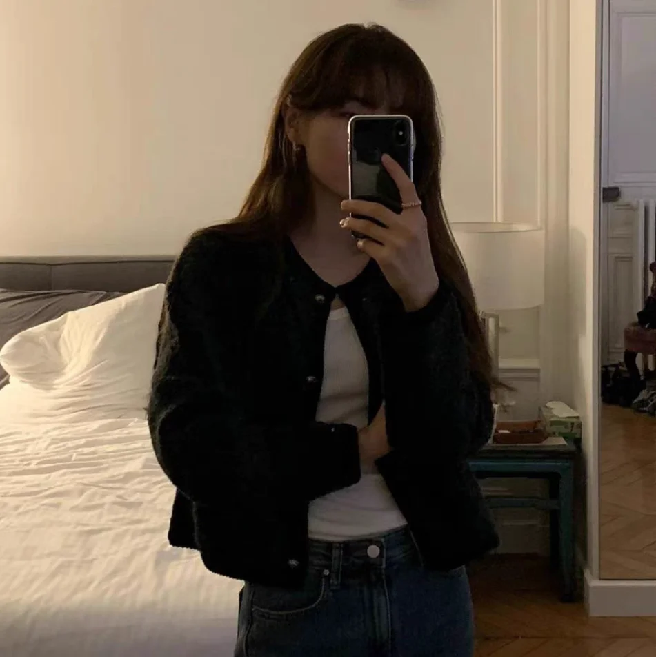 

Soft Cozy Knitted Cardigan ort Outerwear Retro Small Fraance Sle Long Sve round Ne Pure Color Commute Sle Women'...