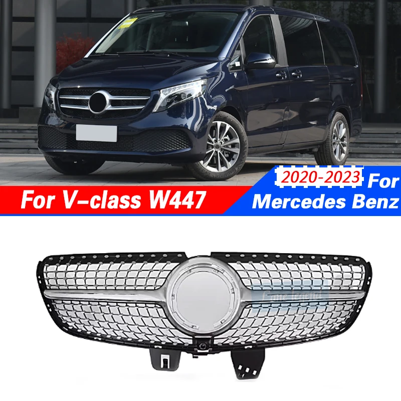 

Front Radiator Grid Bumper Grille Inlet Mesh Grill For Mercedes Benz V Class W447 2020-2023 Body Kit Tuning Diamond Style