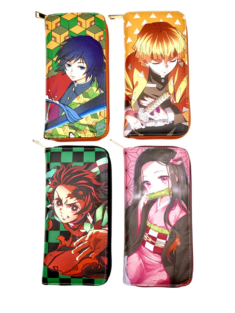 Anime Demon Slayer Kimetsu No Yaiba Tanjiro Kamado Nezuko Wallets Long PU Leather Wallet Anime Purse Cosplay Accessories