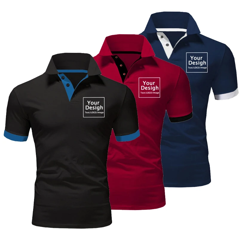 Polo personalizado para hombre, Camiseta ajustada de manga corta con solapa y diseño de tu propio logotipo, informal, de negocios, a la moda,