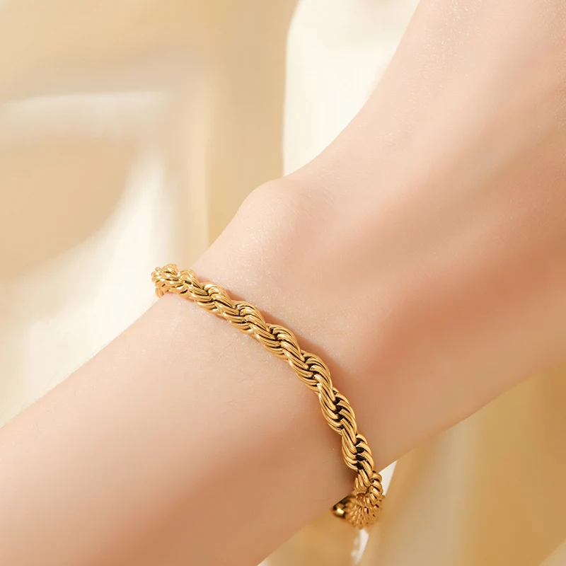 EILIECK 316L Edelstahl Wasserdicht Metall 18K Vergoldete Kette Halskette Armbänder Set Damen Mode Schmuck Bijoux – Detail 16