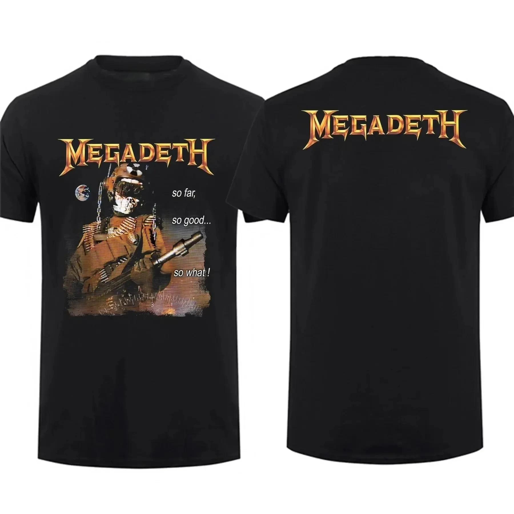 Summer Amazing Men Rising Megadeths Rock Band Graphic Print T Shirt Double Sided Fashion Suitable for Both Men and Women