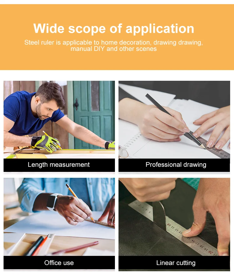 15cm/20cm/30cm/50cm Stainless Straight Ruler Steel Double Side Centimeter Inches Scale Metric Ruler Precision Measuring Tool