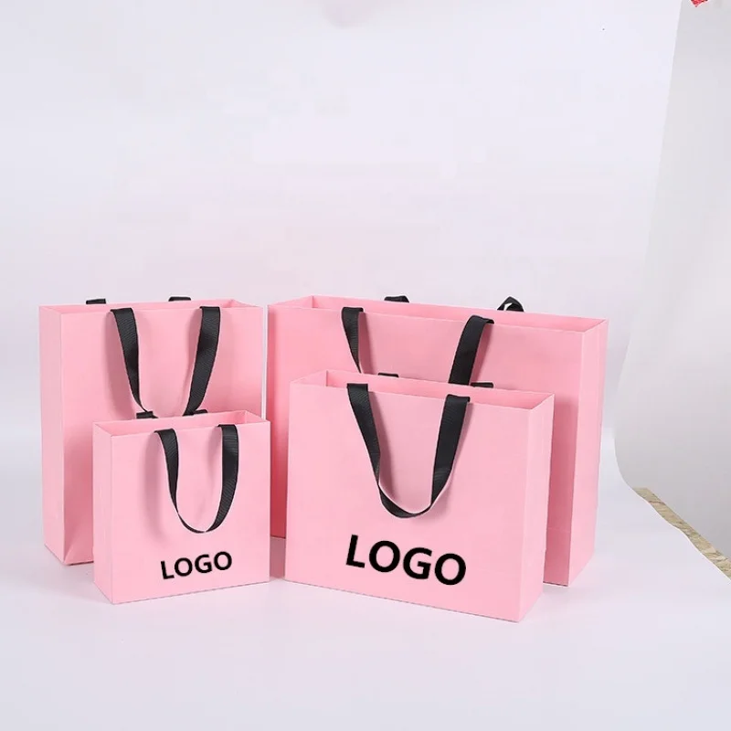 Customized product、Custom Gold Logo Matt Black Craft Shopping Bag Large Luxury White Packaging Paper Bags For Clothing