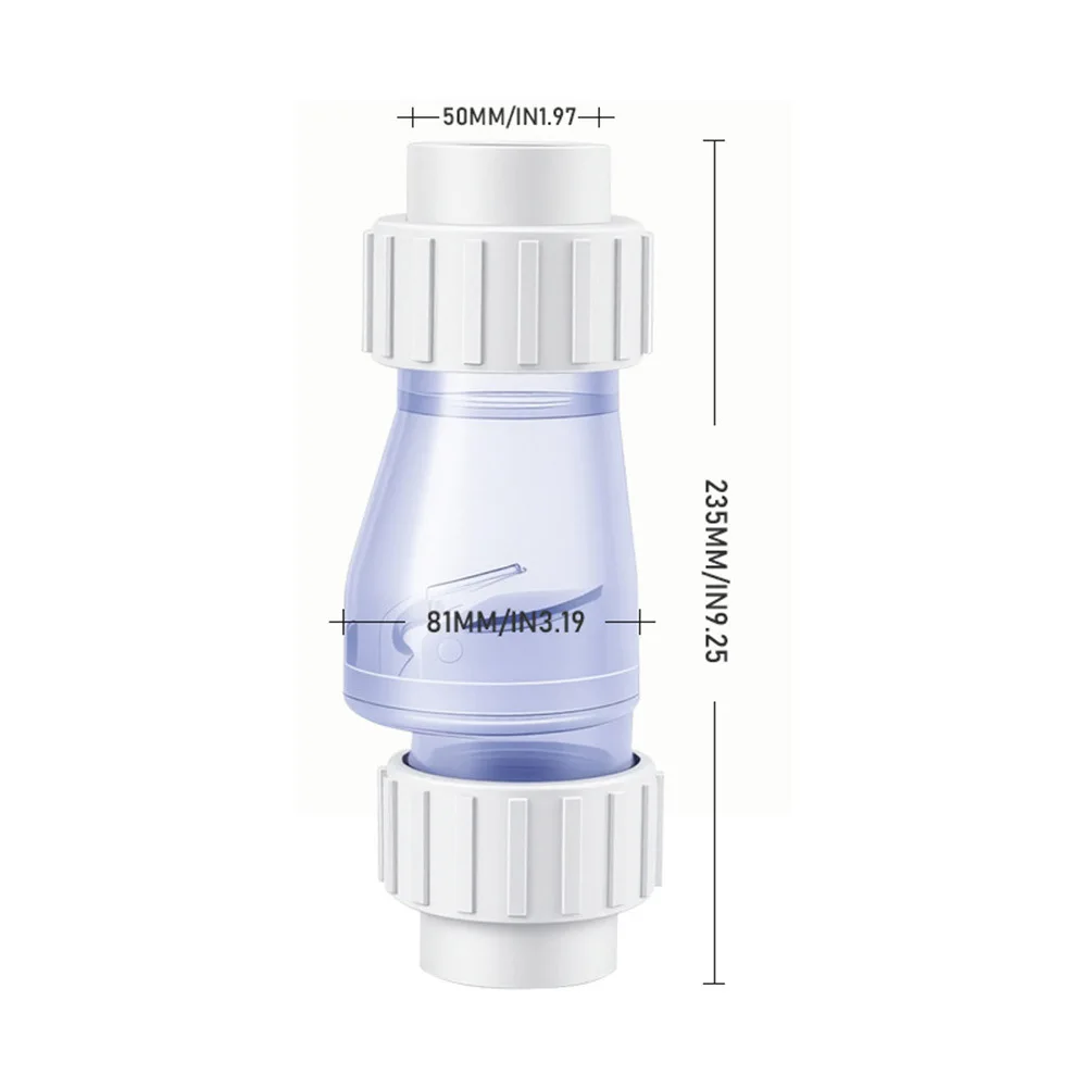 Transparent PVC Check Valve For Pool Pump 9.25-11 Inch Anti-Backflow Water Filter Accessory For Swimming Ponds Spas