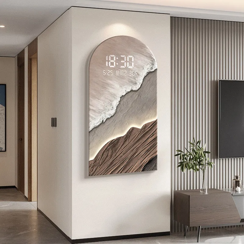Ocean Wave Electronic Screen Clock Entrance Led Decorative Painters Use To Decorate Living Room Bedroom Stairs Mural Lights
