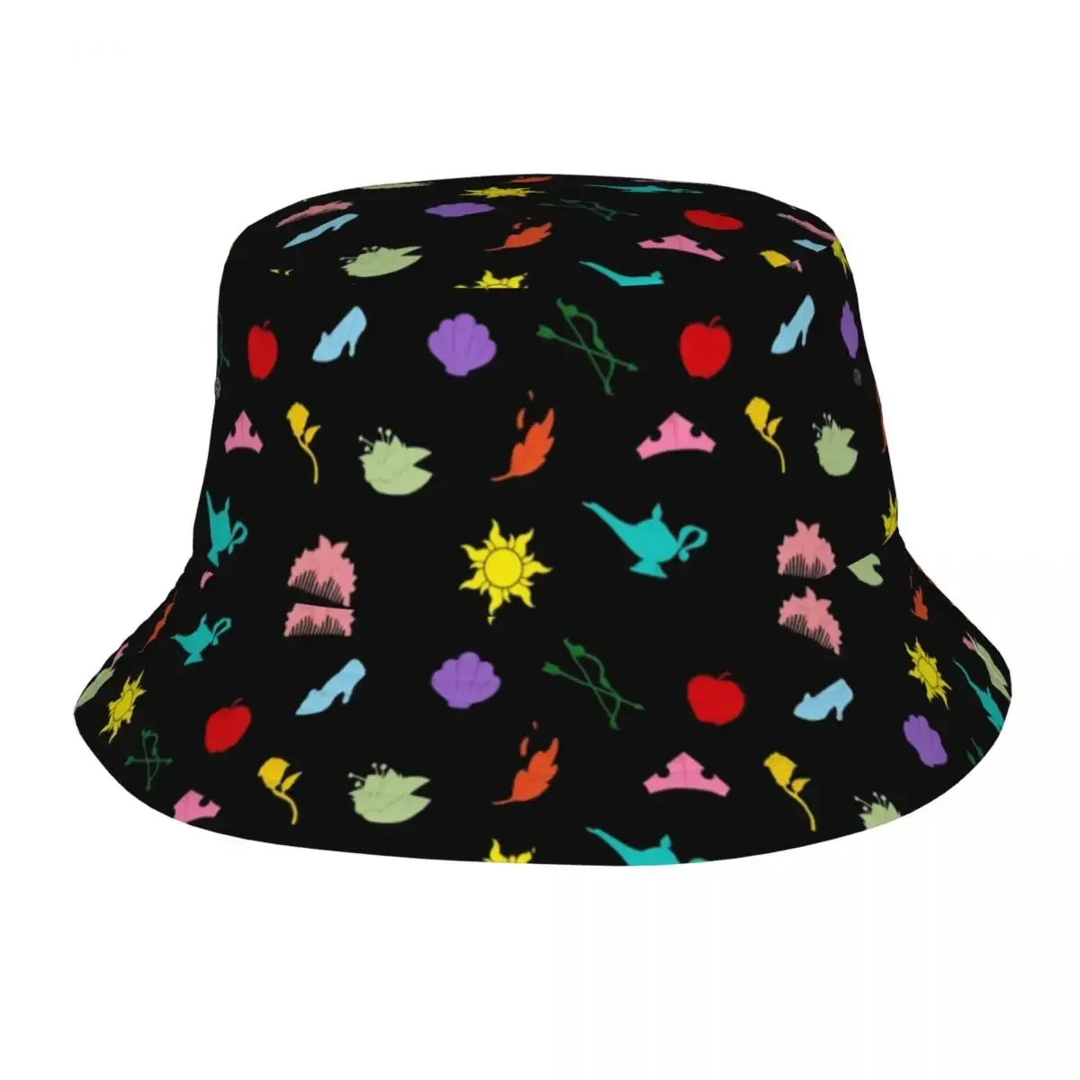 Snow White Princess Symbol Pattern Bucket Hat for Girl Travel Field Hat Packable for Hiking Fishing Cap Panama Hat