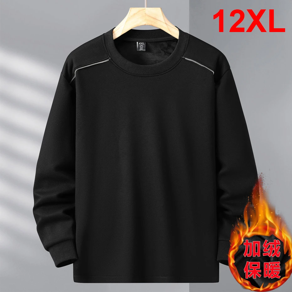 

Autumn Winter Fleece Sweatshirt Men 11XL Plus Size Sweatshirts Fashion Casual Print Pullover Men Big Size 10XL