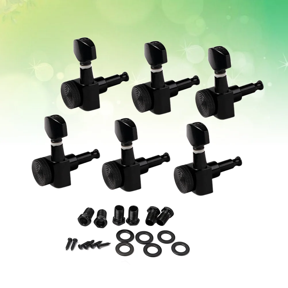 

6PCS/Set Black Locked String Tuning Pegs key Tuners Machine Heads For Acoustic Electric Guitar Lock(Black)