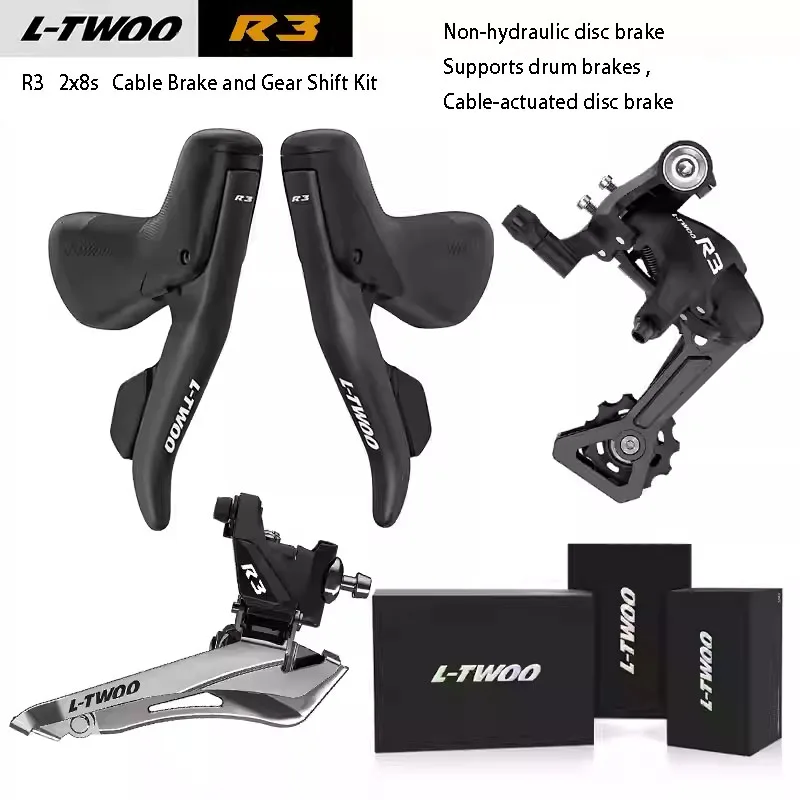 

L-TWOO R3 2x8 Speed Road Bike Manual Transmission Drum Brake Cable Brake Direct Mount Clamp-on Front Derailleur