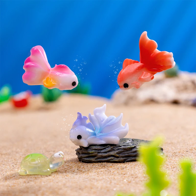 Mini Blowing Bubbles Color Fish Ornament Aquarium Micro Landscape Model Car Interior Home Desktop Decoration