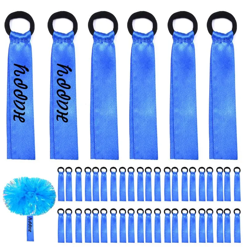 

48 PCS Cheerleader Pom Poms Name Label Competition Flower Velvet Ball Label Ribbon Vocal Dance Party Concert Decorator Name Tags