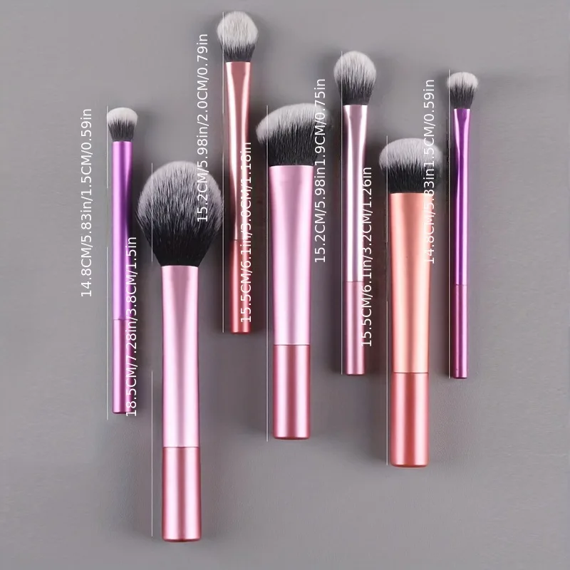 7 個のメイクブラシキットとバッグ付きソフト合成毛メイクアップブラシファンデーションブラッシュアイシャドウ化粧品メイクアップツール収納