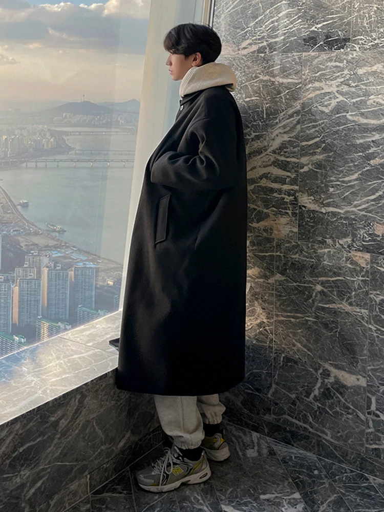 

Мужское шерстяное пальто MRCYC, удлиненное (ниже колена), повседневное, средней длины, утепленное, в корейском стиле, модное, зимнее, из смесовой ткани (полиэстер/вискоза)