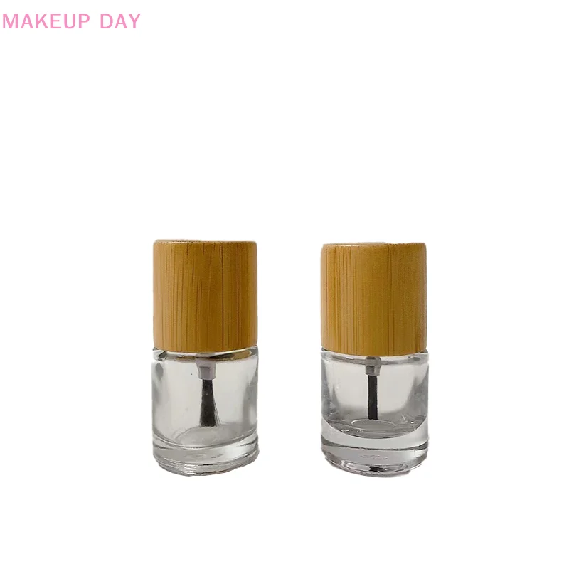 1pcs Nail Art Glue Bottle Bottle 5ml 8ml 10ml Glass Nail Oil Bottle Hair Brush Solid Wood And Bamboo Cover Nail Oil Bottle  ﻿ ﻿