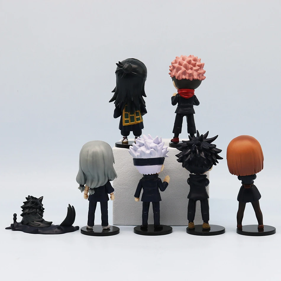 7 stks/pak Q Posket Jujutsu Lijn 9 cm Figuur Satoru Wederzijdse hulp Itadori Yuji Geto Suguru Nobara Megumi Koc C Bodemtemperatuur Karakter Ornamenten