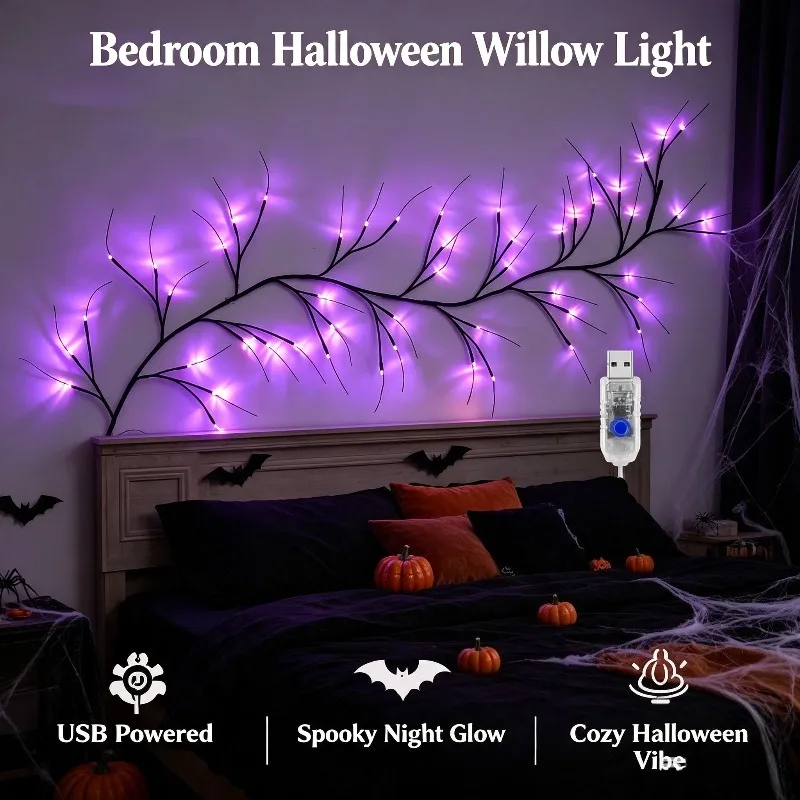 USB Powered 54LED Willow Branch Fairy Lights, Decorative Twig Garland for Indoor Wall Home Holiday Decor