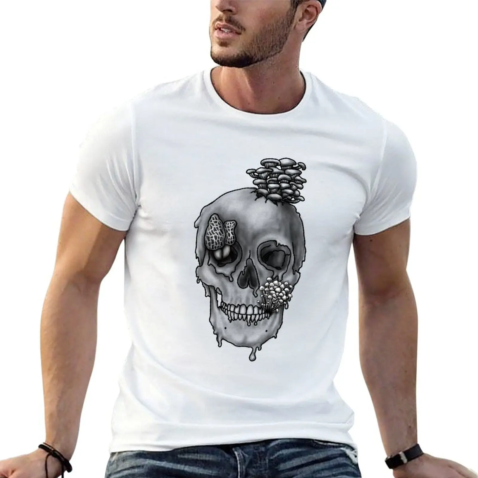 Funky Skull T-Shirt Relaxed Casual Short Sleeve Tee