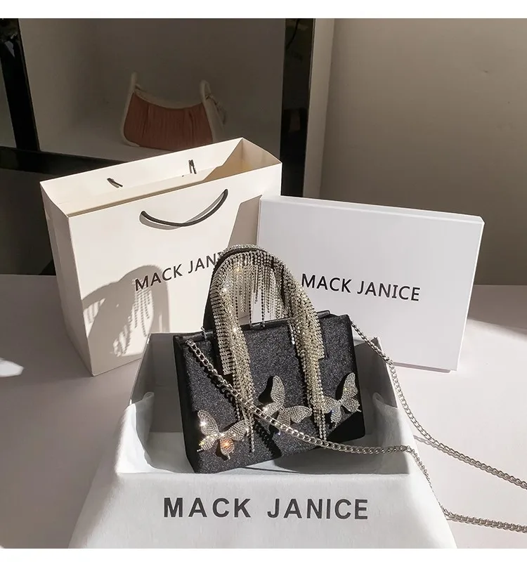 

Luxury Designer Exquisite Banquet Bag Glitter Diamond Tassel Evening Bag Fashion Velvet Women Handbag Wedding Party Clutch Purse