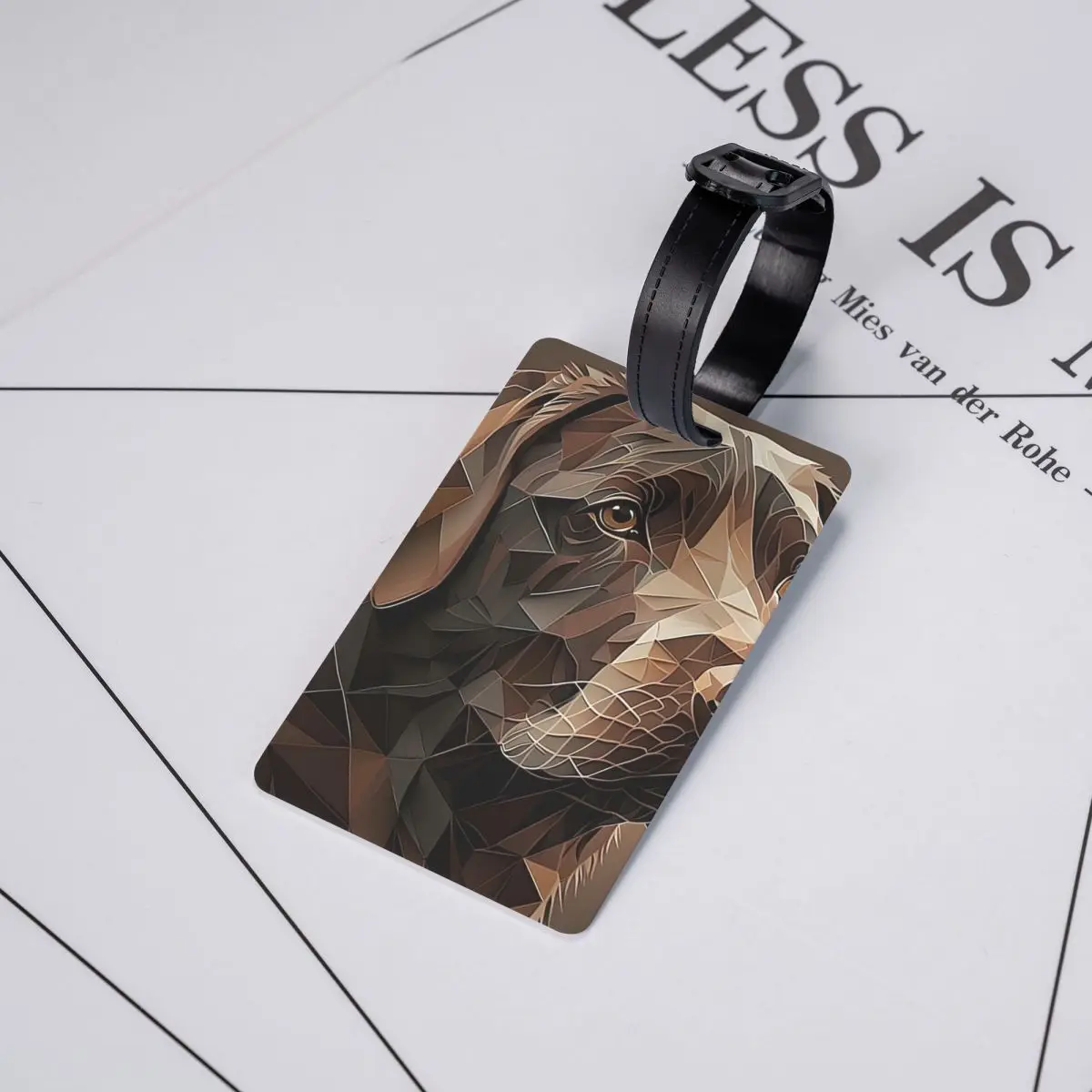 

Geometric Choco A Chocolate Labrador Artwork Luggage Tags Suitcase Travel Baggage Boarding Tag Label Holder ID Name Address