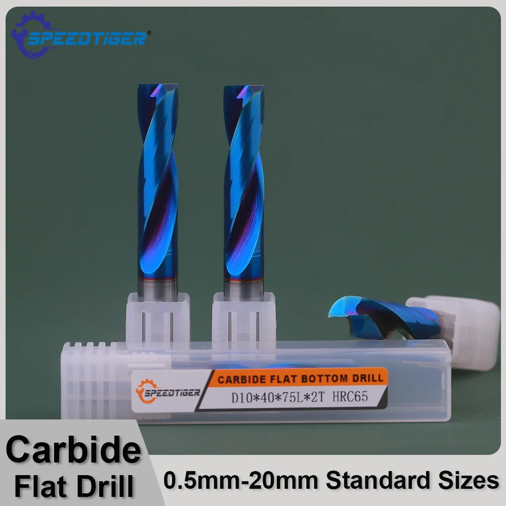 SPEEDTIGER HRC65 Carbide Flat Drill 180 CNC Drilling Tool Inclined Surface Hole Making Nano Blue Coating For Steel 0.5mm-20mm