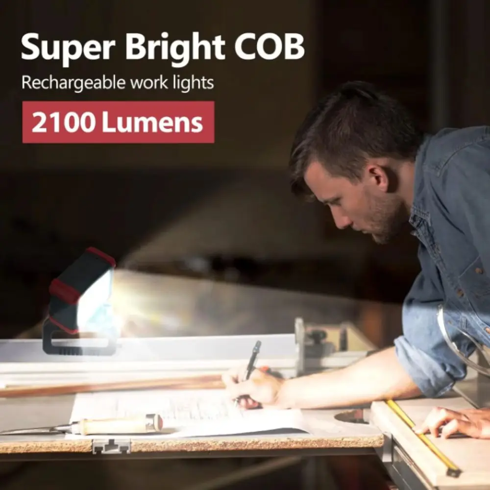 Super Bright LED Work Light Waterproof 270° Rotation COB Work Light 3 Light Modes 180° Rotation Magnetic Work Light Car Repair