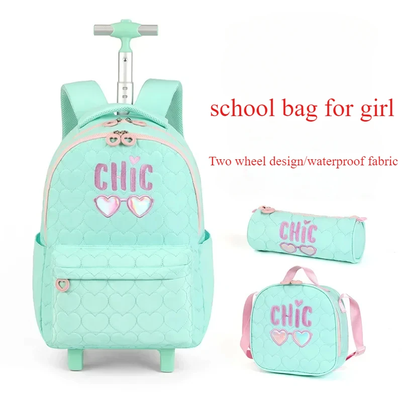 School Bag with Wheels for Girls School Trolley Bags with Wheels School Rolling Backpack for Girl Wheeled Backpack Bag for Kids