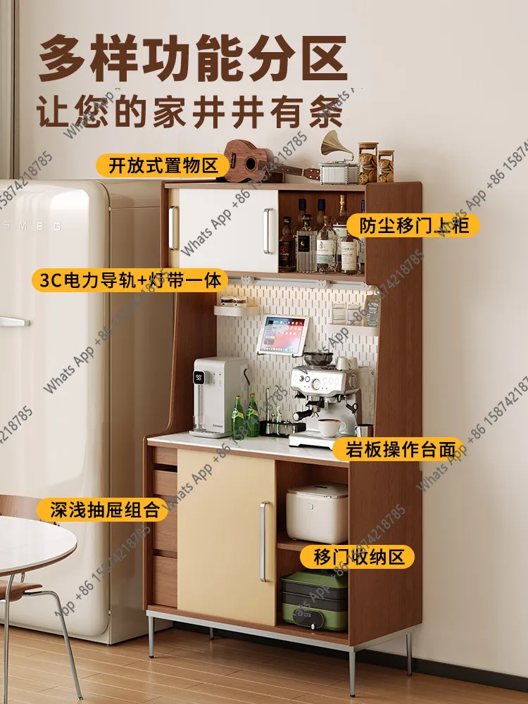 Retro dining side cabinet integrated storage cabinet water dispenser tea cabinet solid wood color matching medium and antique li