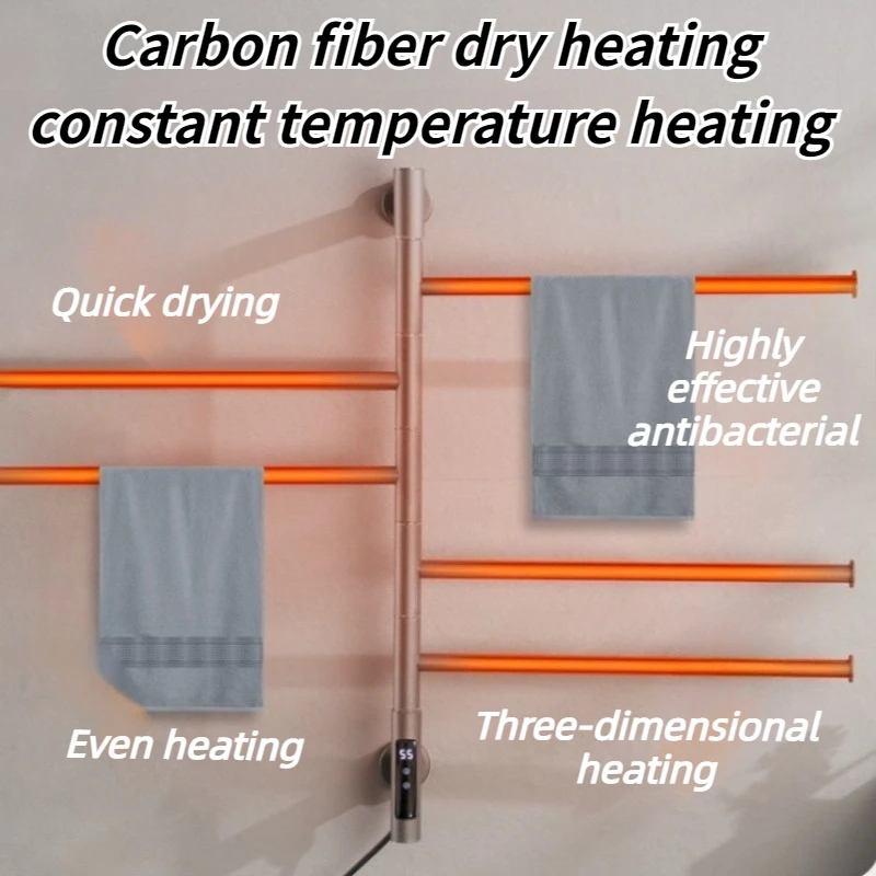 Electric Heated Towel Rail Rotatable Bathroom Towel Warmers Waterproof Stainless Steel Thermal Towel Rack Home Toilet Supplies - view 3
