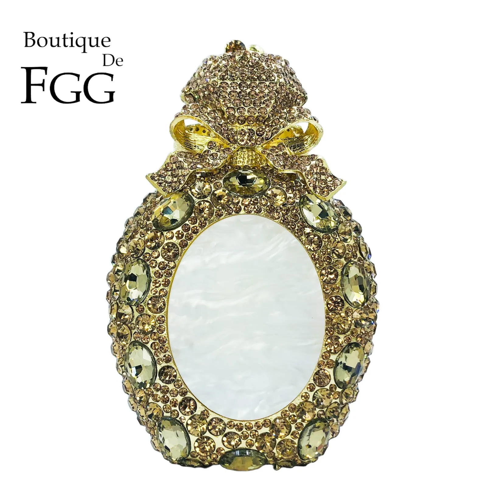 

Boutique De FGG Perfume Shape Crystal Clutch Purse Women Formal Evening Bags Wedding Party Rhinestone Clutch Bag Bridal Handbag