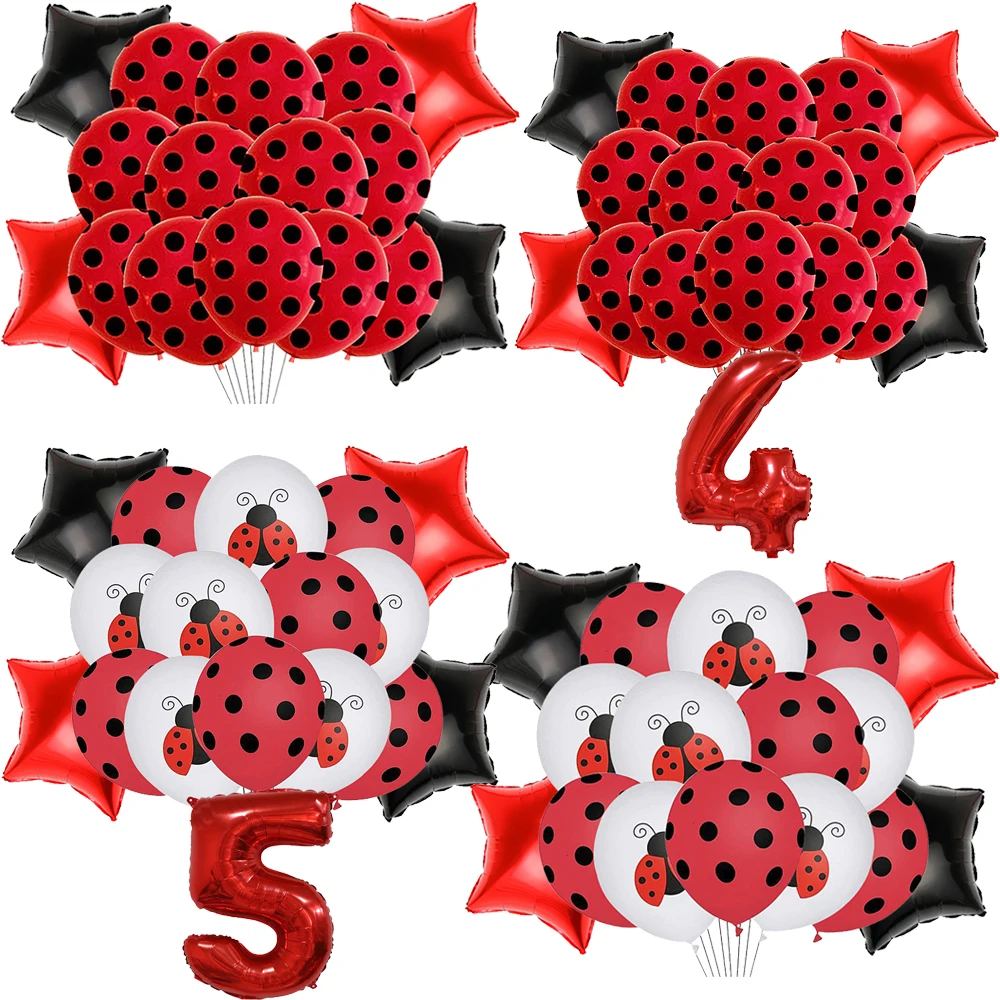 Ladybug Black Red Polka Dots Ballon Sets Party Supplies Girls Wedding Birthday Gift Welcome Baby Party Decoration Helium Globos