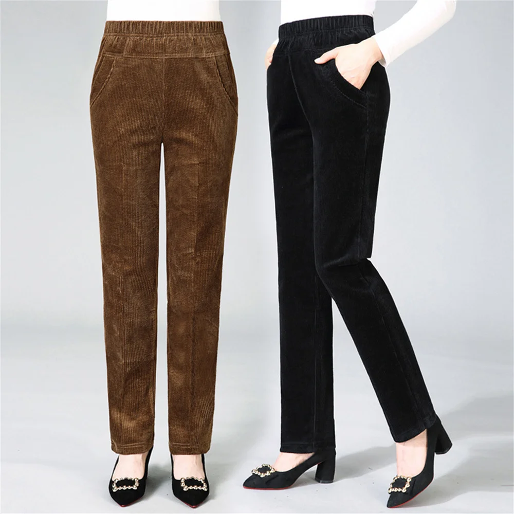 Thick Plush Corduroy Casual Pants For Women Fashion Warm Autumn Winter Trousers High Waist All Match Harem Pants Ladies 2023