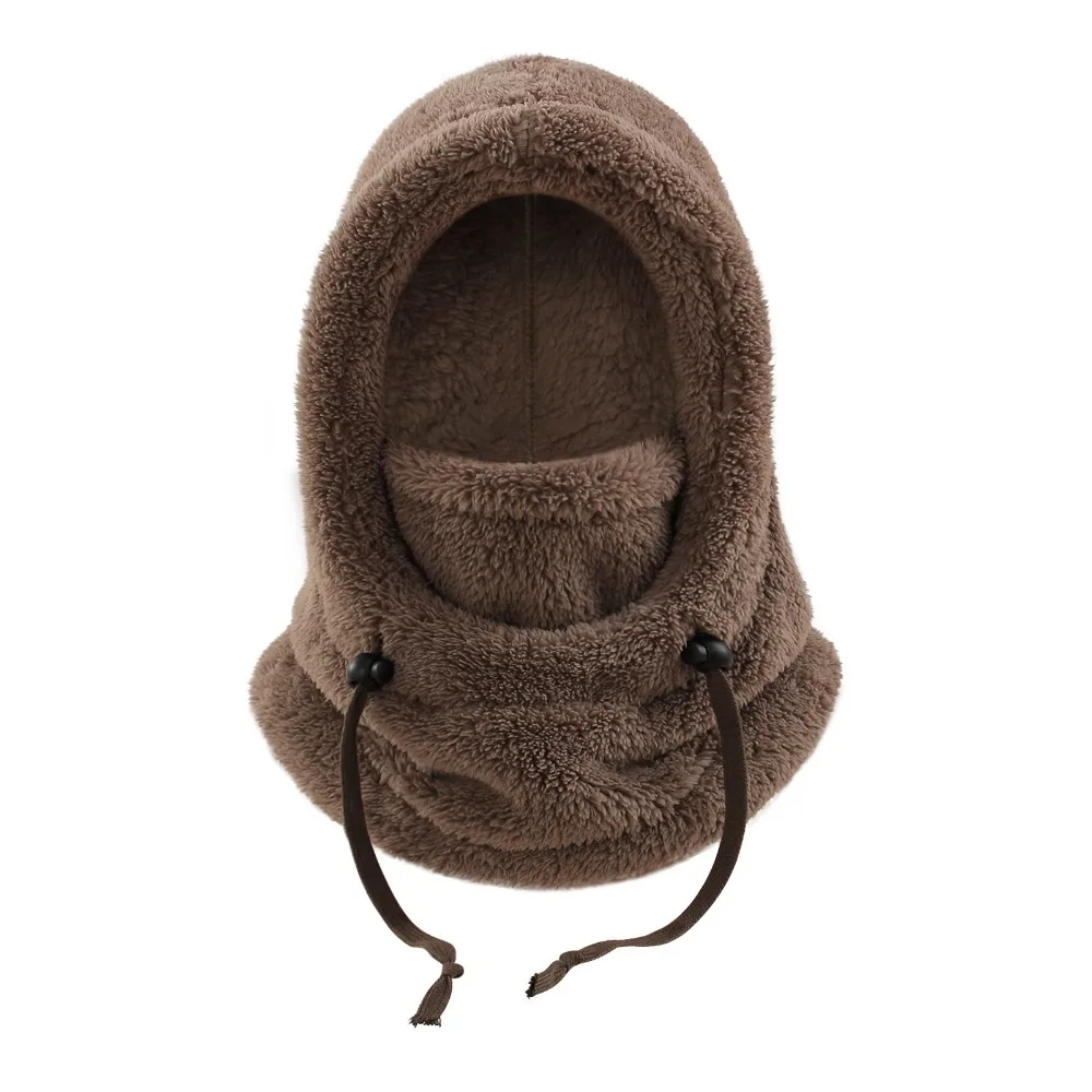 

Fashion Plush Balaclava Hats Warm Adjustable Ear Protection Cap Windproof Neck Cover Hooded Hat