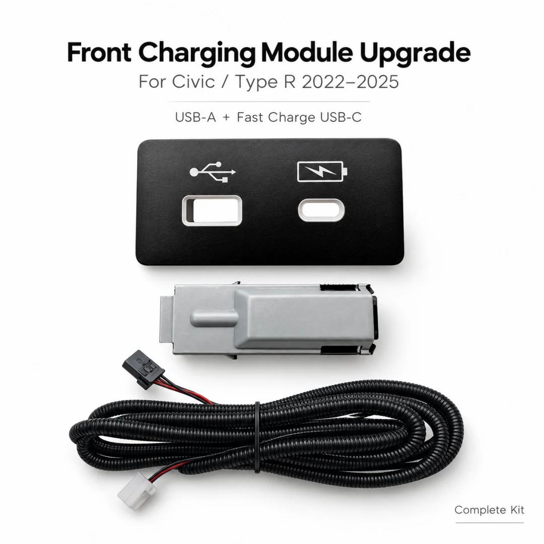 For Honda Civic Type R FL5 Front USB Port Upgrade Type S DE5 Style USB-C Fast Charging Retrofit Module