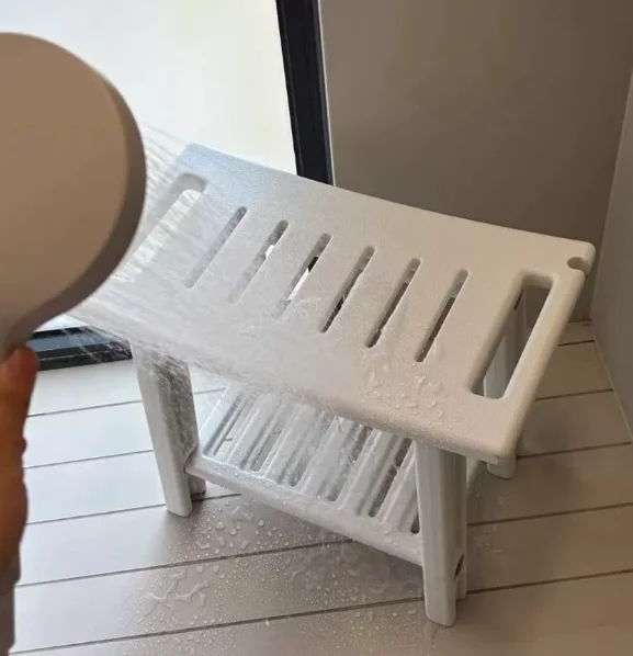Non-Slip Shower Stool, Mold-Resistant Storage Seat, Double-Decker Bath Bench with Organizer, Mobile Entryway Changing Bench
