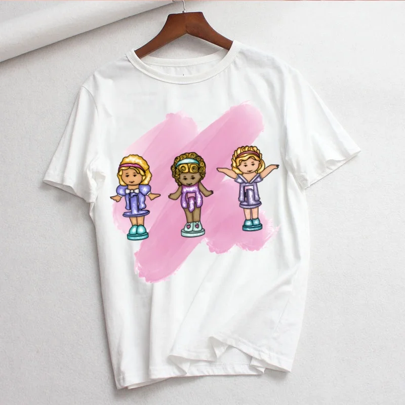 Polly Pocket Women T Shirt Casual Funny Tshirts Kawaii Tees Top Hipster Harajuku Short Sleeves Shirts Woman Clothes
