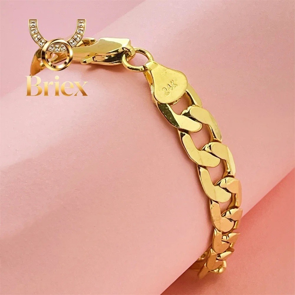 

Briex Jewelry Luxury 24K 9999 Pure Gold real gold Men's and Women's Bracelet 8mm Side Cuban One-to-One Bracelet